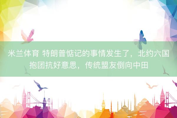 米兰体育 特朗普惦记的事情发生了，北约六国抱团抗好意思，传统盟友倒向中田
